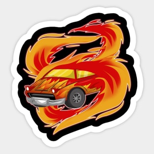 Burning car Sticker